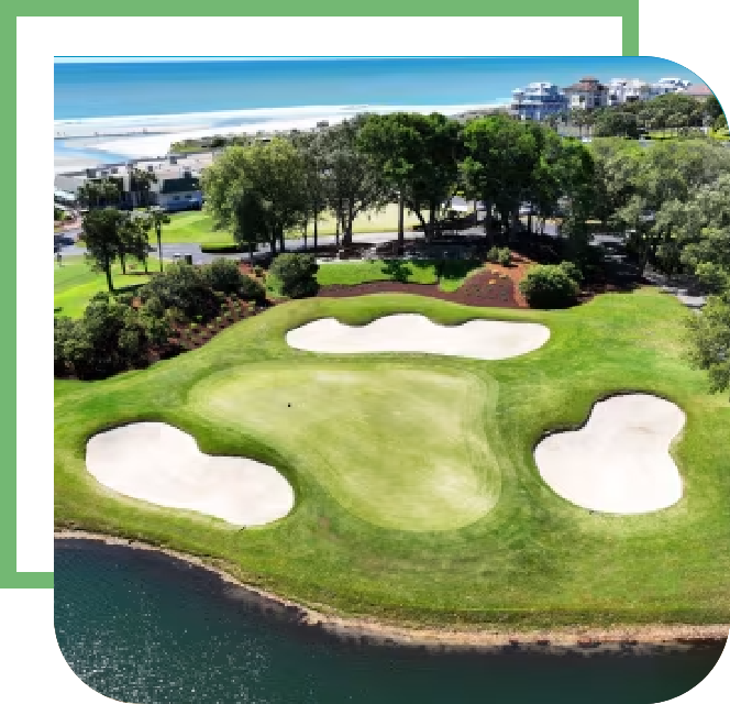 Tropical beach sunset with palm trees.