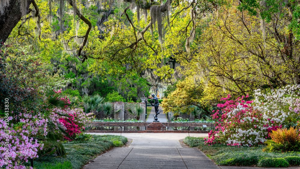 Brookgreen Gardens beautiful landscape with sculptures.
